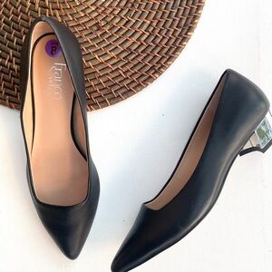 Franco Sarto Womens Shoes Black Vincenza Pump Silver Block Heels Size 8